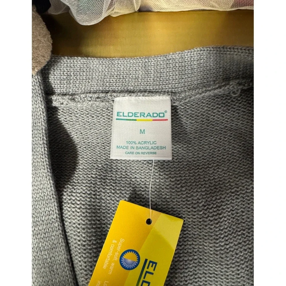 Elderado Gray‎ V-Neck Cardigan Womens Size Medium with Pockets